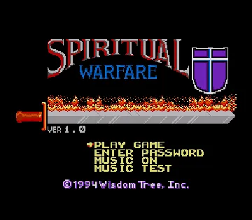 Spiritual Warfare (USA) (Unl) screen shot title